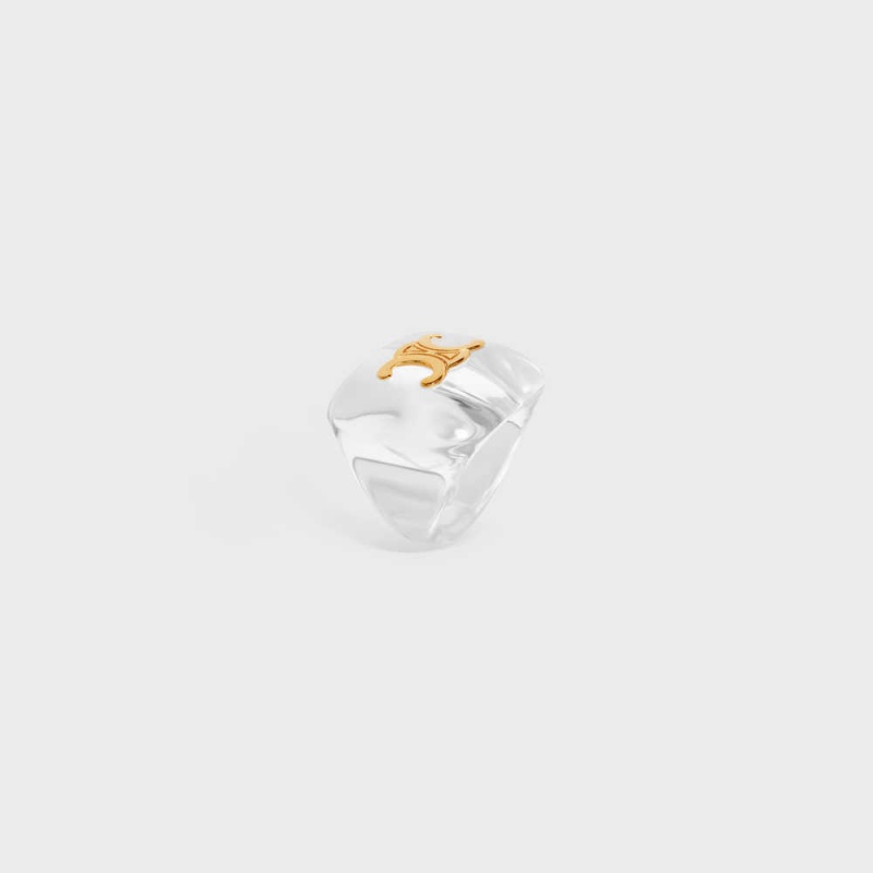 Transparent & Gold Celine Triomphe in Plexiglass and Brass with Gold Finish Rings | CL-592184