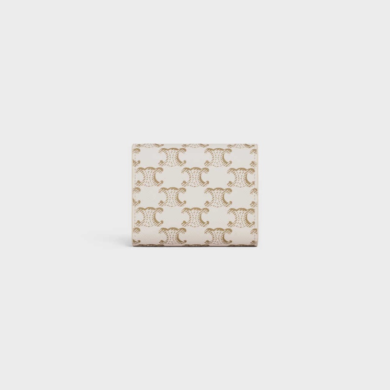 White/Tan Celine Small TRIOMPHE in Triomphe Canvas Wallets | CL-592978