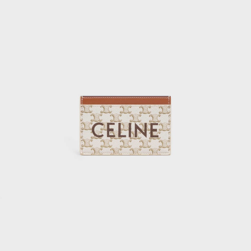 White/Tan Celine Triomphe canvas with Print Card Holders | CL-592960