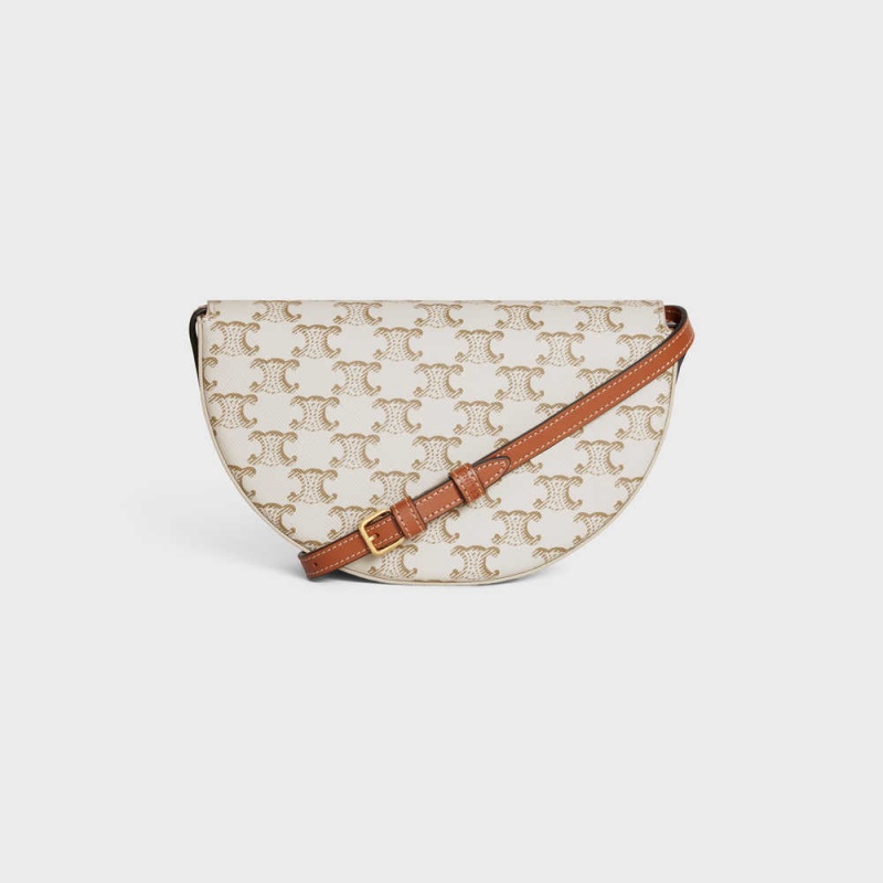 White Celine Besace in Triomphe Canvas and Calfskin Cuir Triomphe | CL-593161