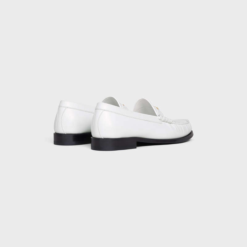 White Celine LUCO Triomphe in POLISHED BULLSKIN Loafers | CL-591887