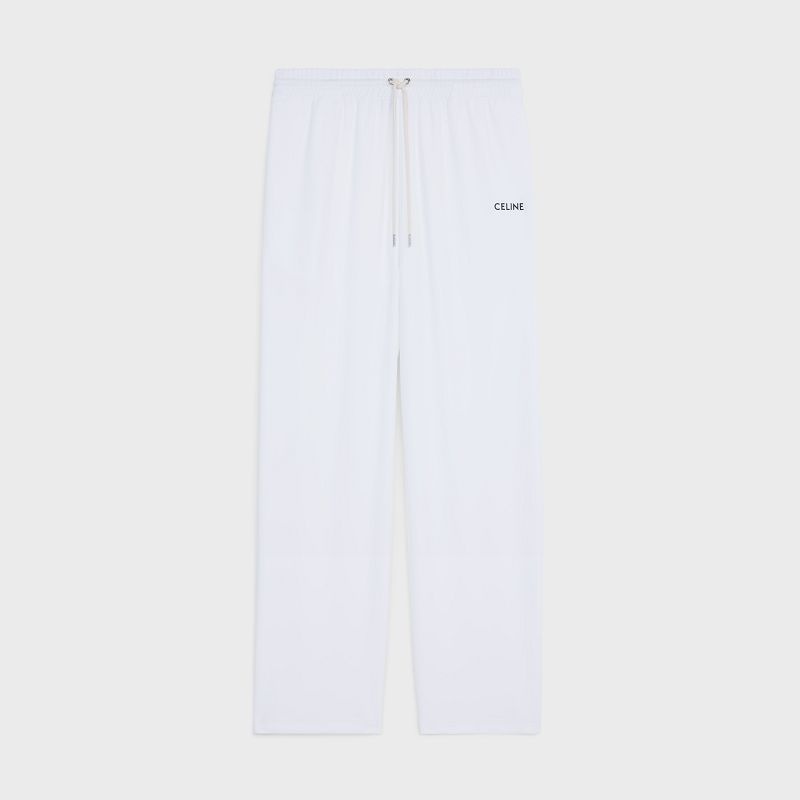 White Celine STRAIGHT JOGGING IN DOUBLE FACE JERSEY Pants | CL-592042