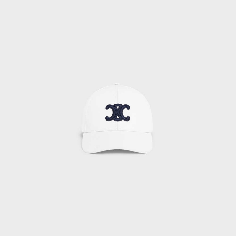 White Celine TRIOMPHE BASEBALL IN COTTON Cap | CL-592358