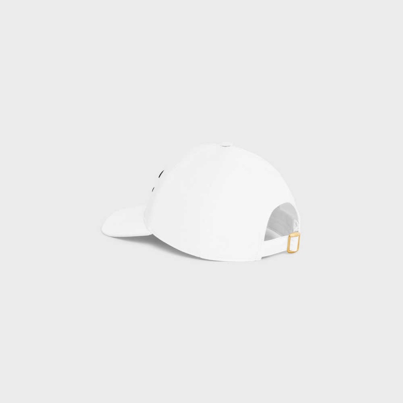 White Celine TRIOMPHE BASEBALL IN COTTON Cap | CL-592358