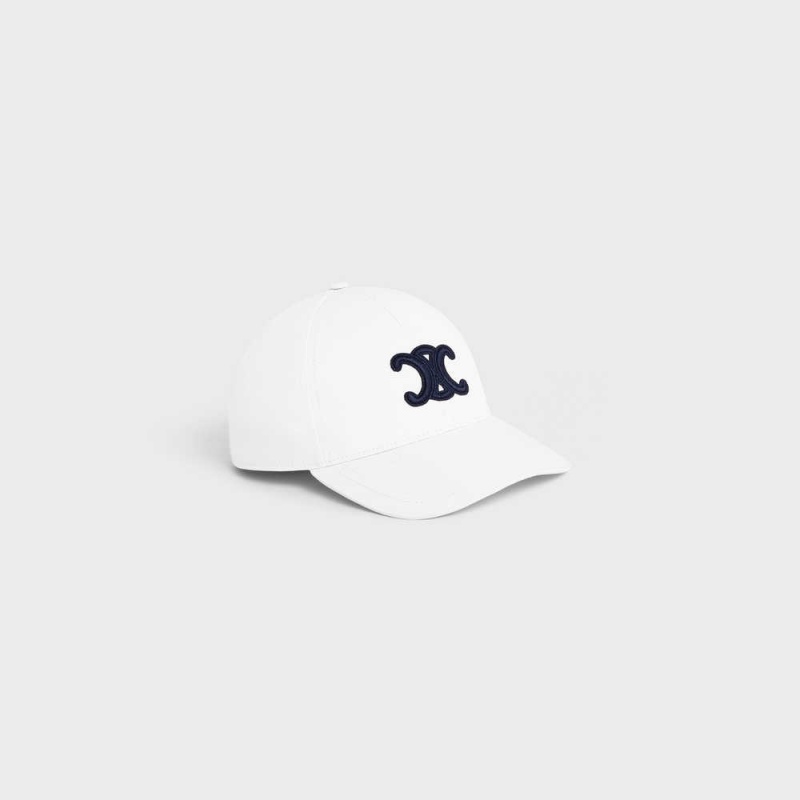 White Celine TRIOMPHE BASEBALL IN COTTON Cap | CL-592358