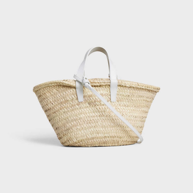 White Celine Teen Triomphe Classic in Palm leaves and Calfskin Panier | CL-593070