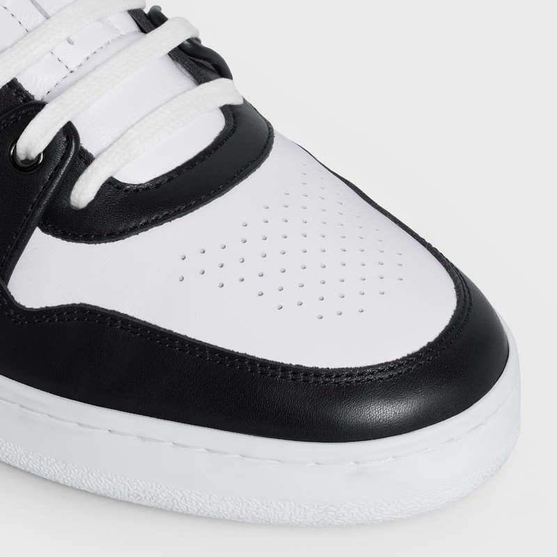 White / Black Celine C04 TRAINER LOW LACE-UP in CALFSKIN Sneakers | CL-591904