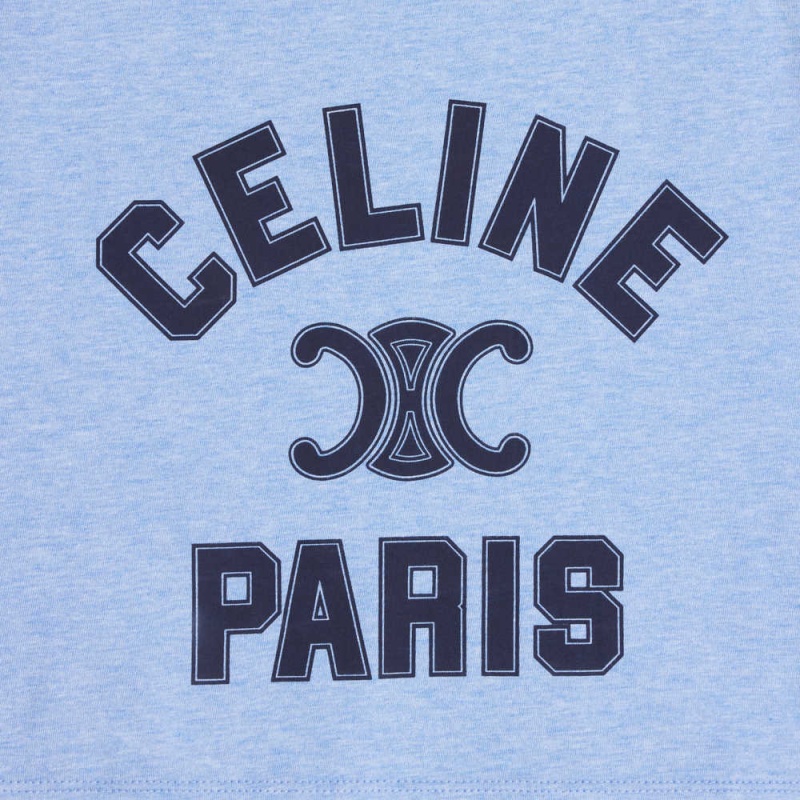 blue / navy Celine Paris tank in cotton jersey Sweatshirts | CL-592796