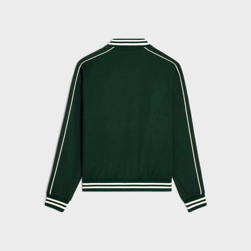 dark green/offwhite Celine triomphe teddy in double face jersey Sweatshirts | CL-592118