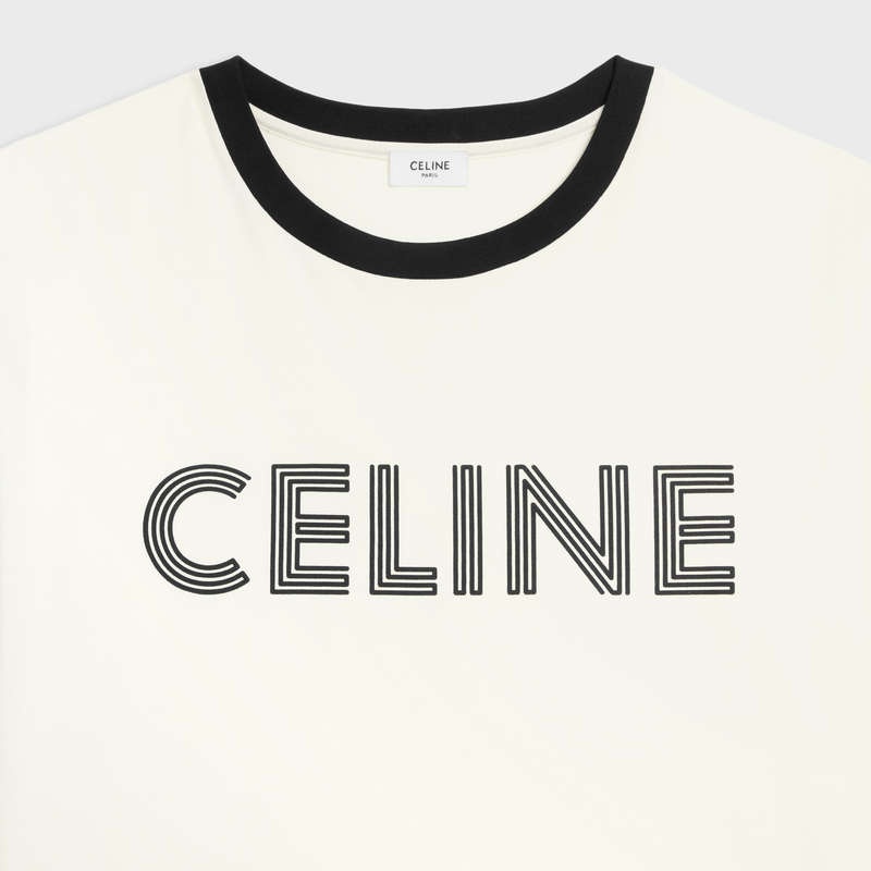 dirty white/ black Celine LOOSE IN COTTON JERSEY T-shirts | CL-592125