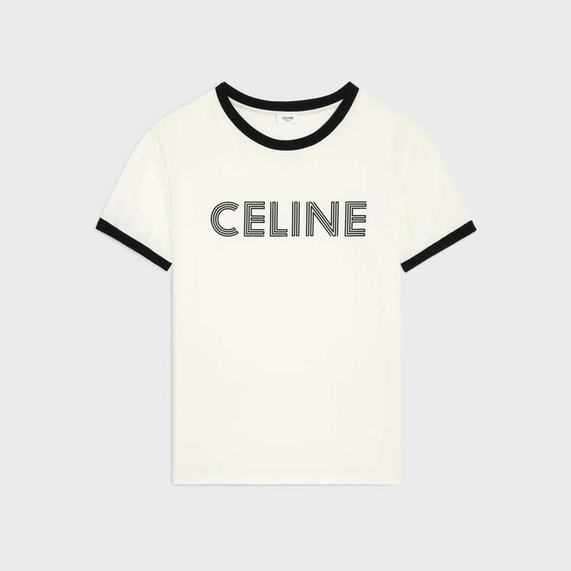 dirty white/ black Celine LOOSE IN COTTON JERSEY T-shirts | CL-592125