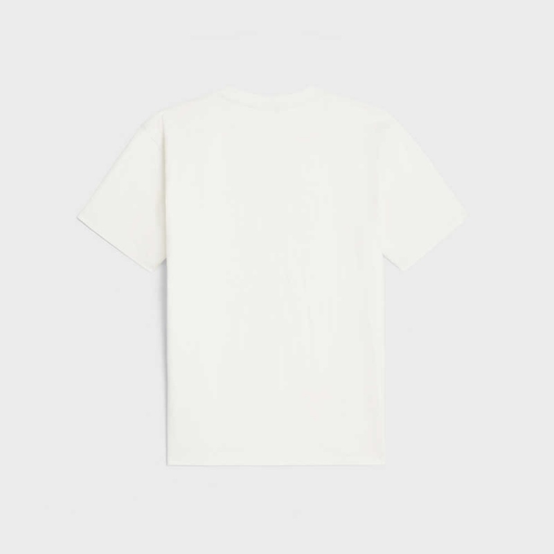 dirty white/ black Celine wiltern in cotton jersey T-shirts | CL-592786