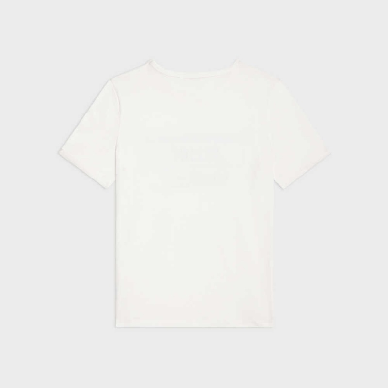 dirty white/ black Celine wiltern in cotton jersey T-shirts | CL-592773