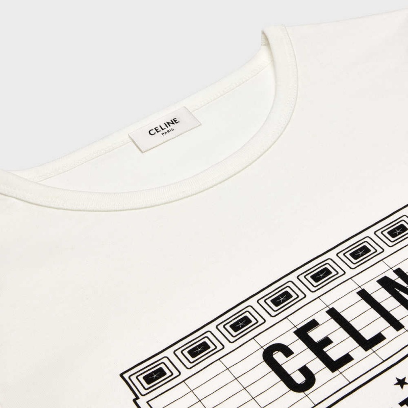 dirty white/ black Celine wiltern in cotton jersey T-shirts | CL-592773