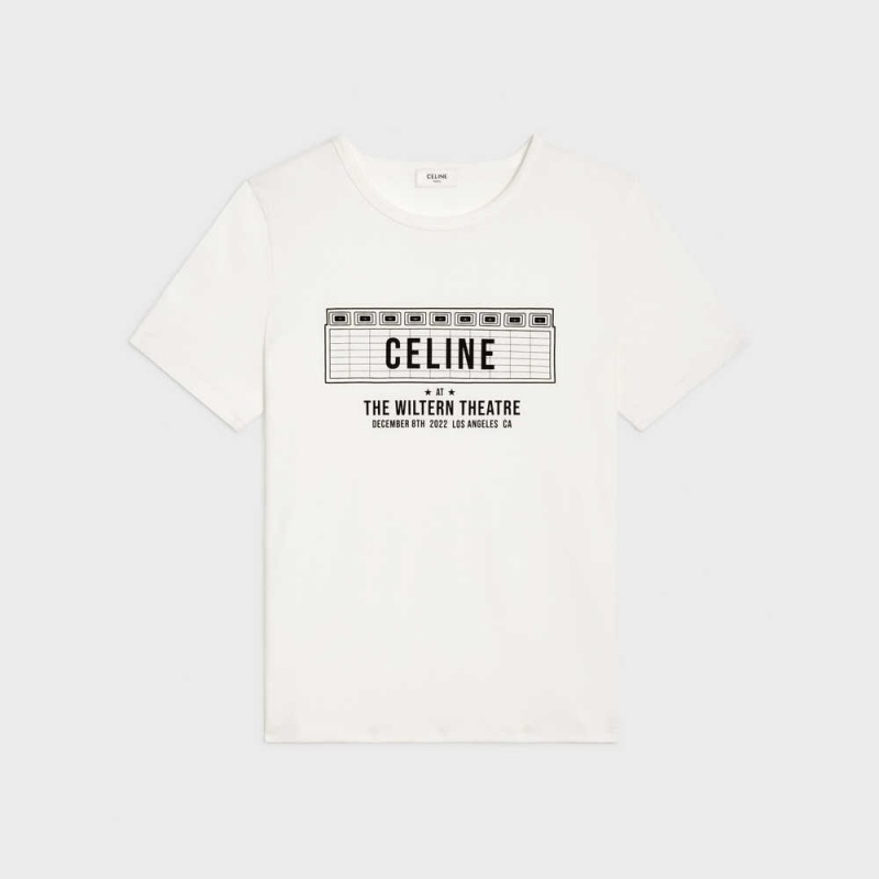 dirty white/ black Celine wiltern in cotton jersey T-shirts | CL-592773