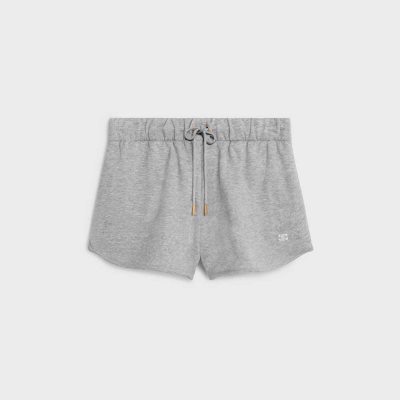 grey / ecru Celine Triomphe mini in cotton and cashmere Shorts | CL-592756