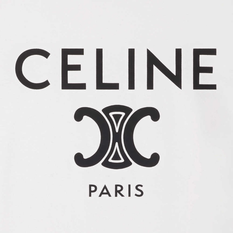 off white / navy / black Celine IN COTTON JERSEY T-shirts | CL-592783